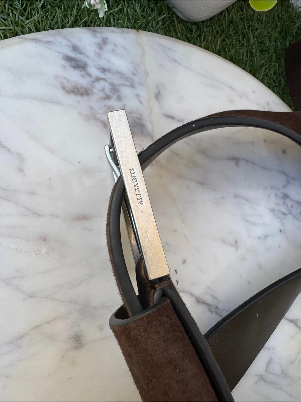 All Saints Brown Suede Crossbody Bag